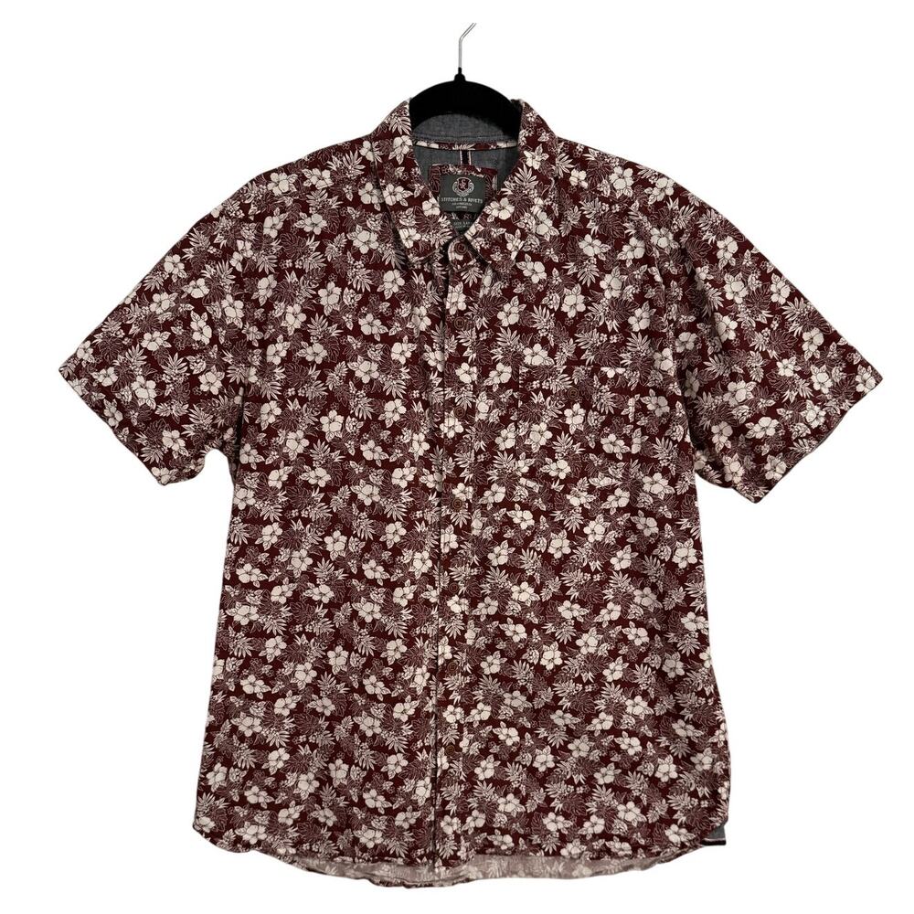 Stitches & Rivets Men's Lg Tropical Resort Floral 100% Cotton‎ Button Down Shirt